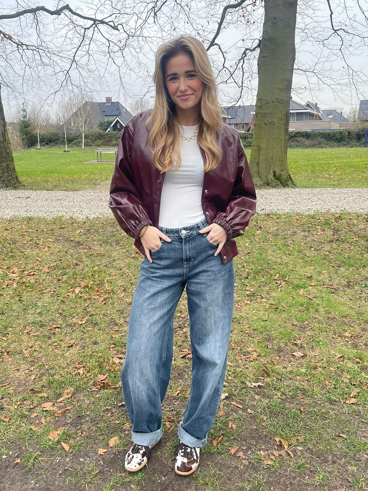 Bordeaux leather look jasje