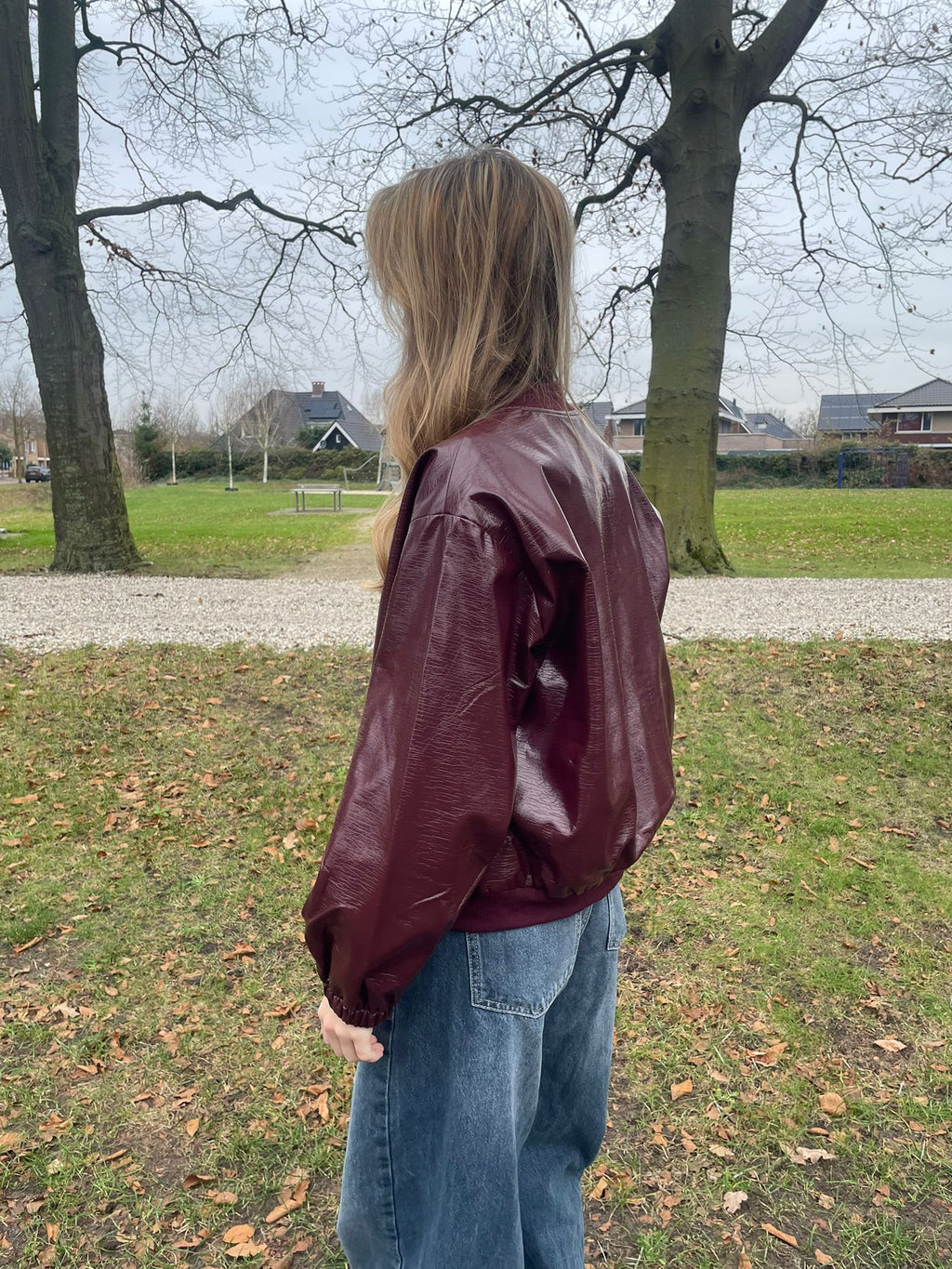BORDEAUX LEATHER LOOK JACKET