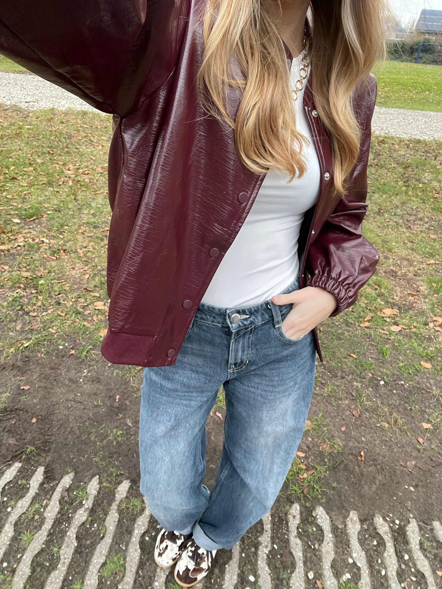 Bordeaux leather look jasje